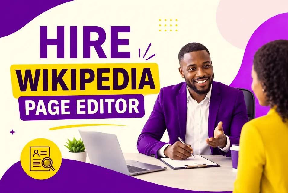 Image showing a recruiter hire a Wikipedia page editor