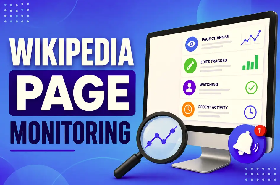 Image showing monitoring a Wikipedia page with page activity, edits, and alerts visible on the screen.